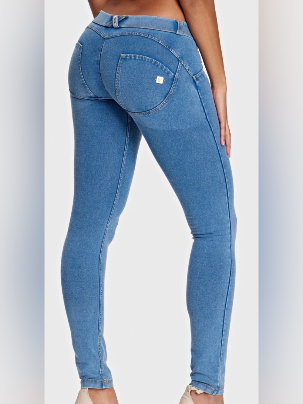 Freddy WR.UP Light Blue + Yellow Stitching Skinny Low Rise Jeans Size 6